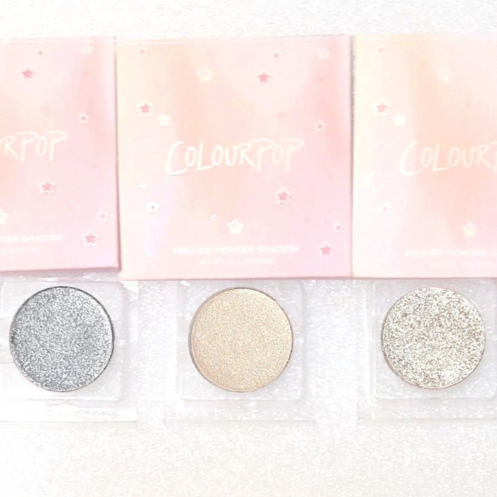 ColourPop Lot Set Pressed Powder Eyeshadow Single Refill Pan Silver Ivory